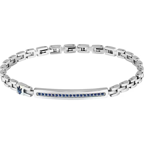 Maserati Bracciale Uomo In Acciaio Con Zirconi Blu