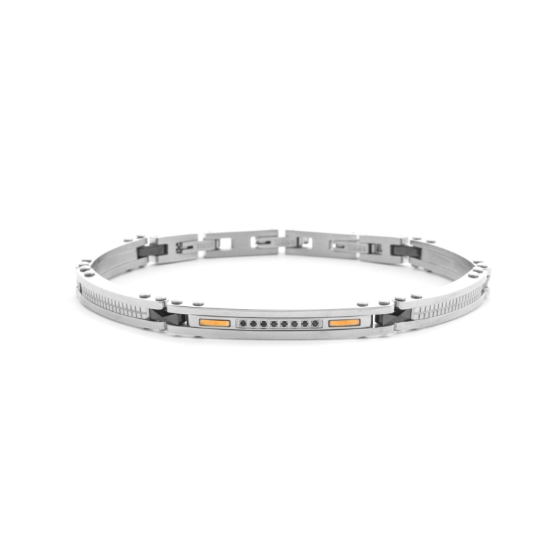 Cesare Paciotti Bracciale Uomo con Ceramica Nera e Dettagli in Oro 18kt