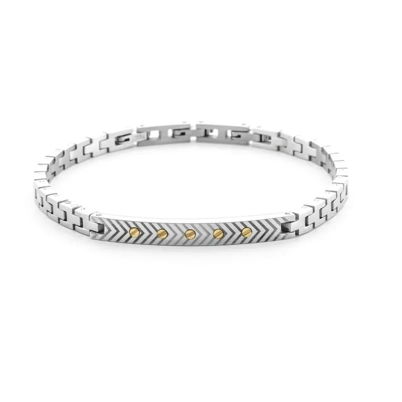 Cesare Paciotti Bracciale Uomo Con Targa E 5 Elementi In Oro 18 kt