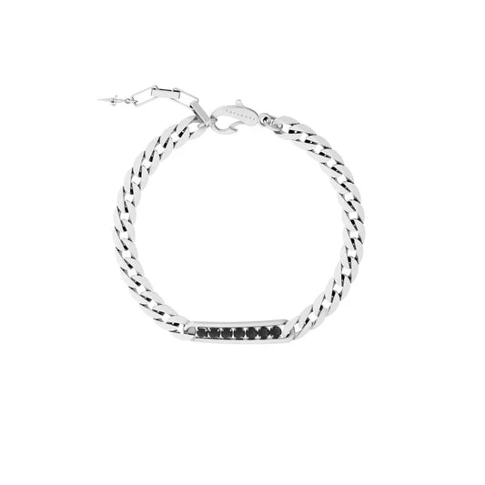 Cesare Paciotti Bracciale Uomo Blaze In Argento Con Spinelli Neri