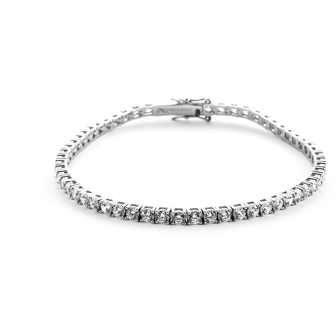 Cesare Paciotti Bracciale Uomo Tennis Con Zirconi Bianchi