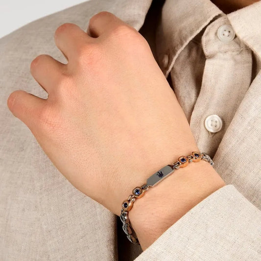 Maserati Bracciale Uomo Sapphire In Acciaio Silver E Zaffiri