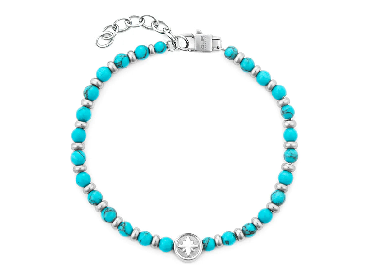 Cesare Paciotti Bracciale Con Sfere di Turchese e Rosa dei Venti