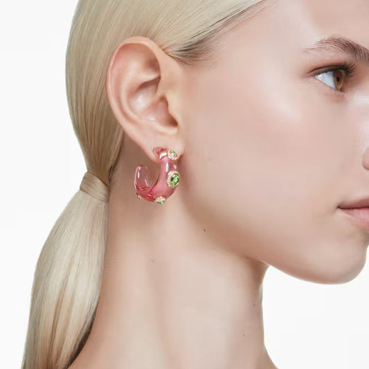 Swarovski Orecchini A Cerchio Dulcis Rosa