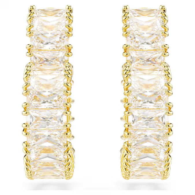 Swarovski Orecchini A Cerchio Matrix Cuore Dorati