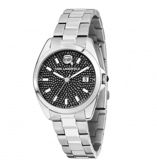 Karl Lagerfeld Orologio Donna Con Sfondo Con Zirconi Neri E Logo