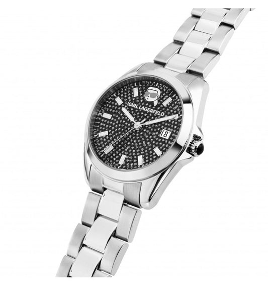 Karl Lagerfeld Orologio Donna Con Sfondo Con Zirconi Neri E Logo