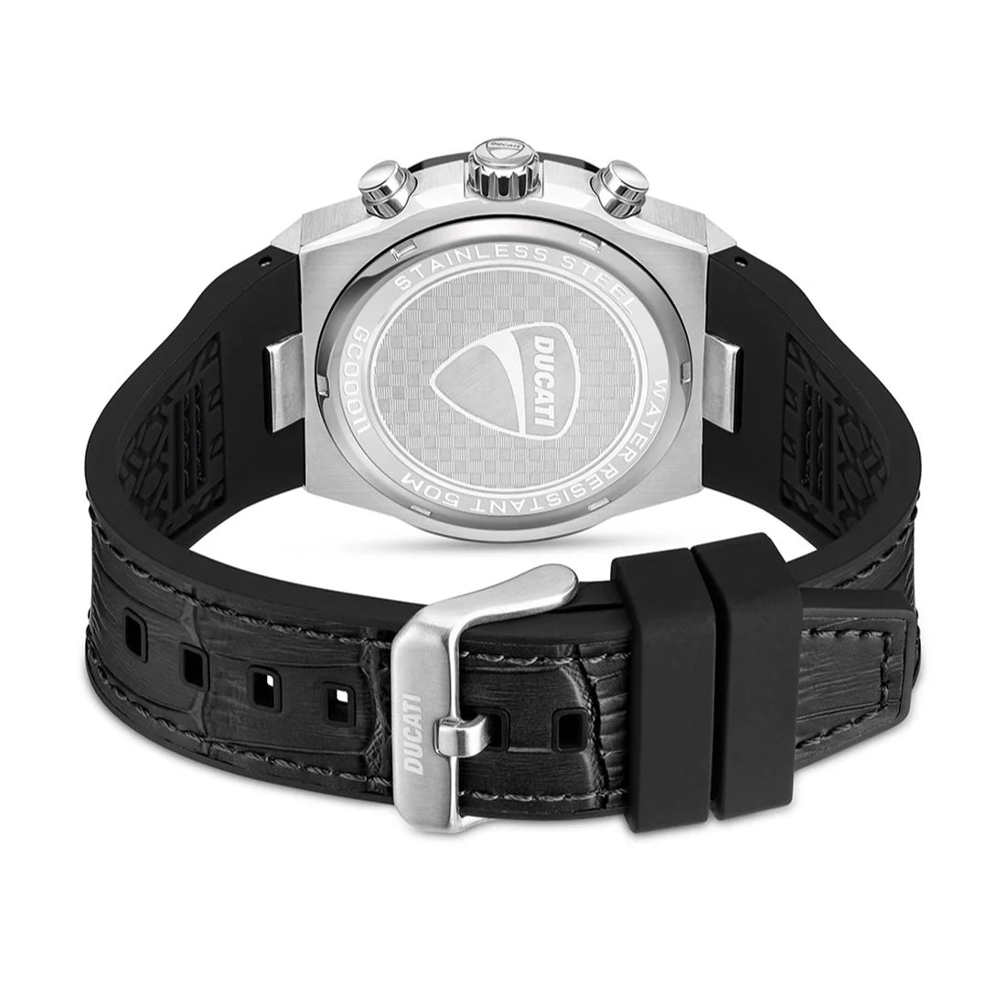 Ducati Orologio Corse Crono Acciaio e Pelle Nera