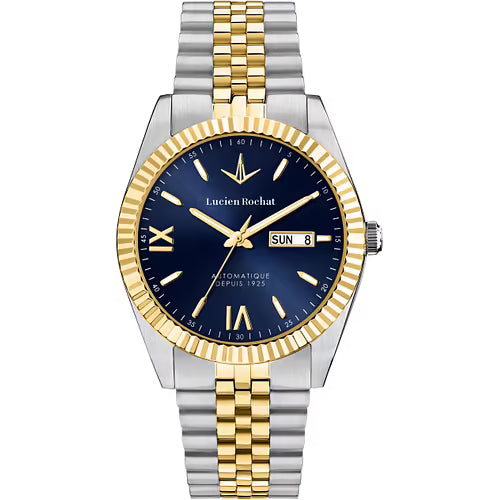Lucien Rochat Orologio Da Uomo Automatico Bienne Blu E Dorato
