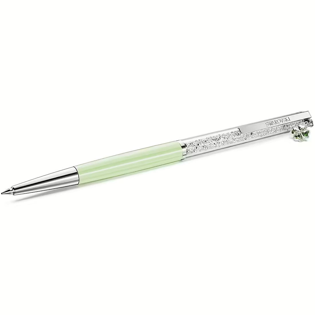 Swarovski Penna a Sfera Crystalline con Quadrifoglio Verde