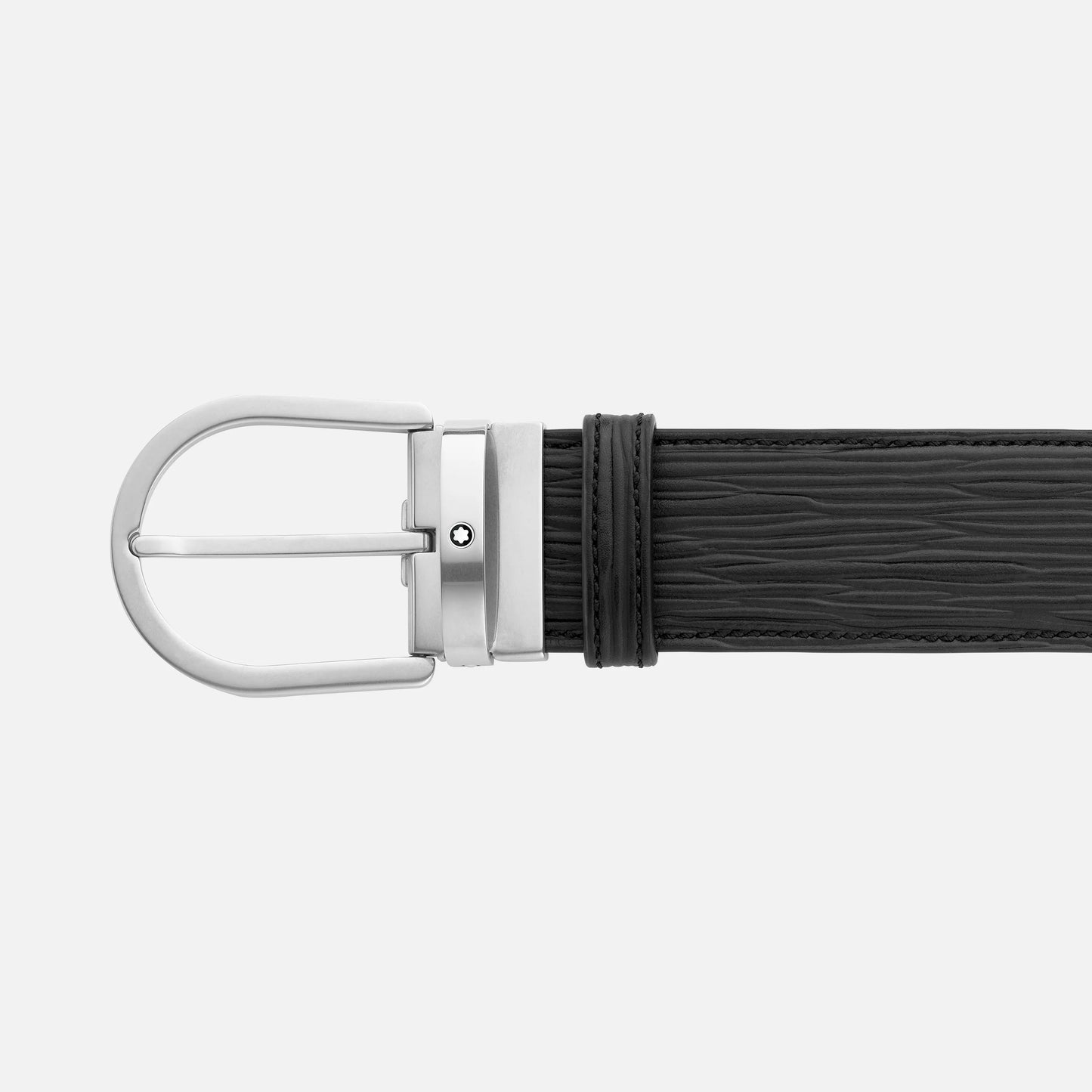 Montblanc Cintura in pelle stampata nera da 40 mm con fibbia a ferro di cavallo 131172