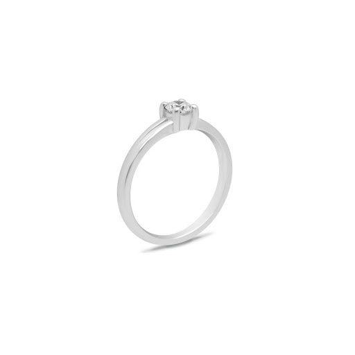 Alfieri & St John Anello Solitario In Oro Bianco E Diamante