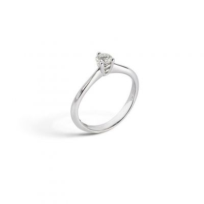 Alfieri & St John Anello Solitario In Oro Bianco E Diamante