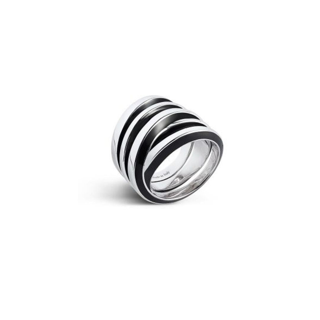 Alfieri & St John Anello Fascia In Argento E Smalto