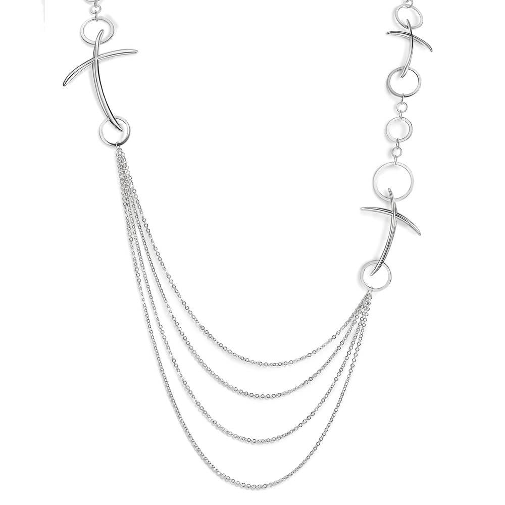 Alfieri & St John Collana Lunga Con Croci In Argento