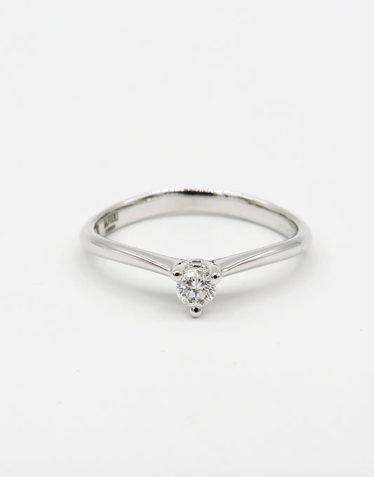 Alfieri & St John Anello Solitario In Oro Bianco E Diamante