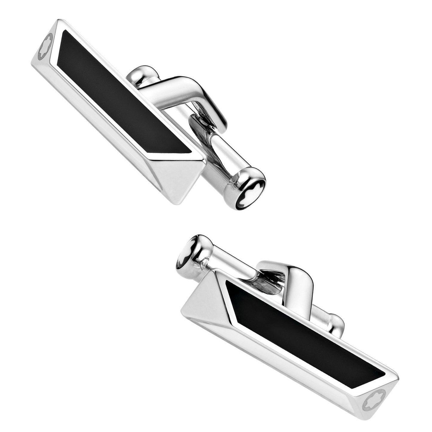 Gemelli da polso di forma rettangolare in acciaio inossidabile con inserto in lacca nera della linea Heritage Montblanc - Codice prodotto: 111306