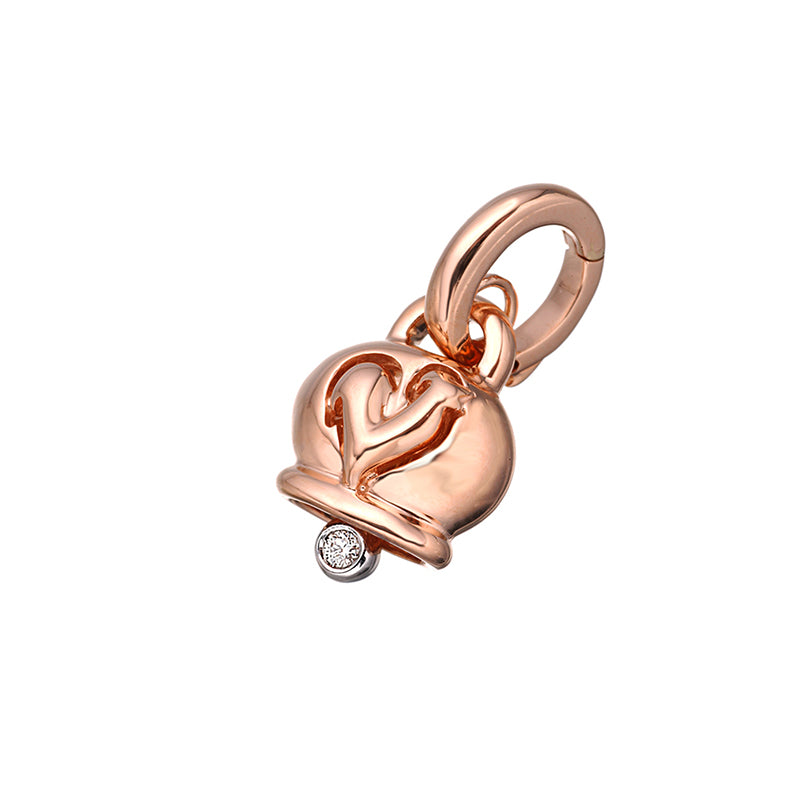 Chantecler Campanelle Ciondolo Piccolo In Oro Rosa E Un Diamante Nel Batacchio