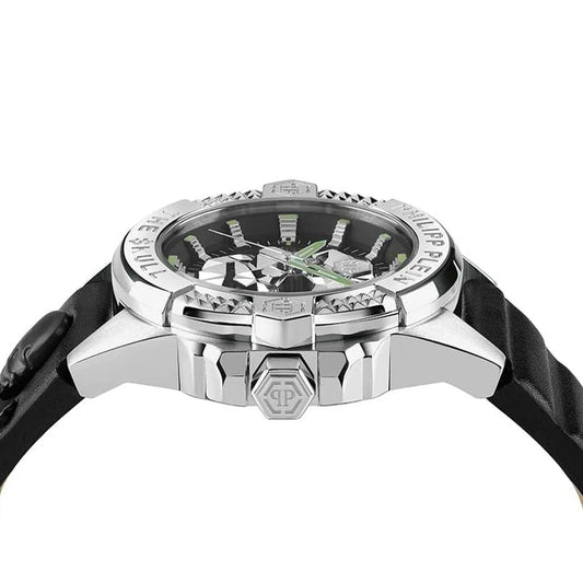 Orologio Philipp Plein The $kull Uomo Cinturino In Pelle Nero Movimento Al Quarzo Pwaaa0321
