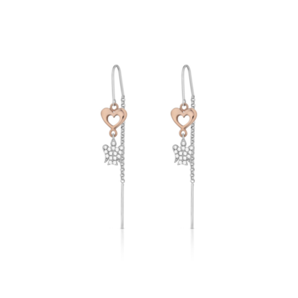 Roberto Giannotti Orecchini Con Angelo Pendente In Argento E Zirconi E Cuore