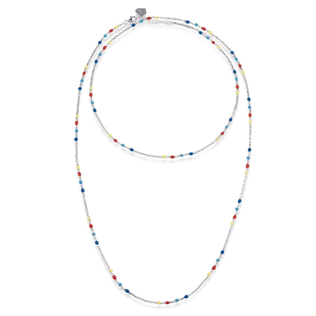 Chantecler Capri collana donna da 90 cm in argento con gocce in smalto multicolor rossa, giallo, azzurro e blu della collezione Et Voilà Capriness - Codice collana: 40618