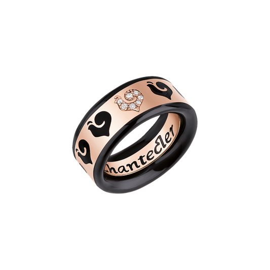 Chantecler Anello Carousèl Fede In Oro Rosa E Smalto Nero