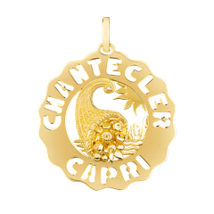 Chantecler Ciondolo Logo Grande Cornucopia In Oro Giallo 18Kt E Diamante