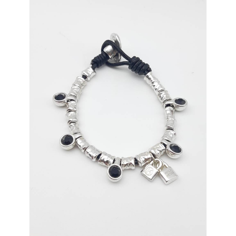 Madness Milano Bracciale Pelle E Argento