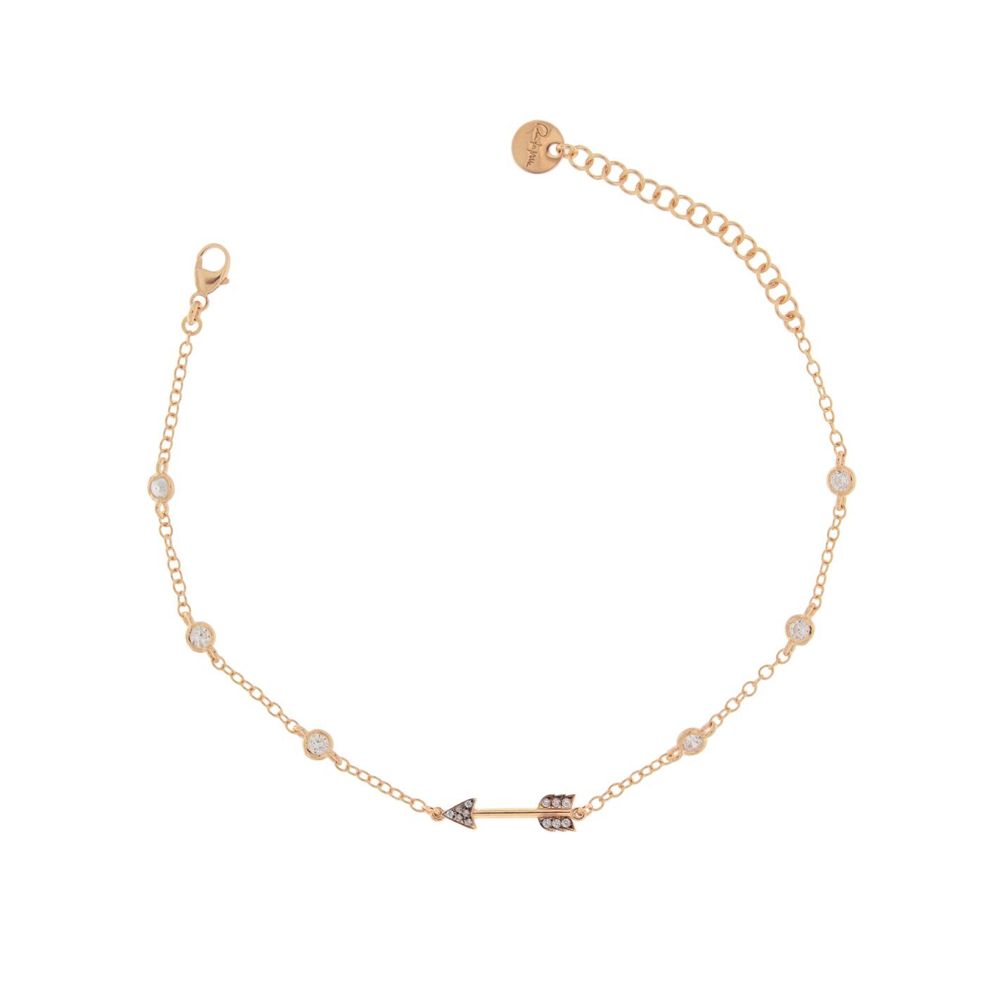 Rue Des Mille bracciale da donna in argento 925 placcato in oro rosa 18 kt con soggetto "freccia" e zirconi bianchi - Codice bracciale: BRZ-007 FRE