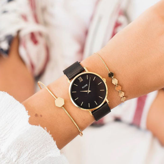 Cluse Orologio Donna Minuit Mesh Gold Black/Black