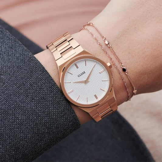 Cluse Orologio Donna Vigoureux Steel, Rose gold Snow White/Rose Gold