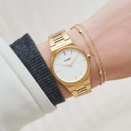 Cluse Orologio Donna Vigoureux Steel, Gold Snow White/Gold