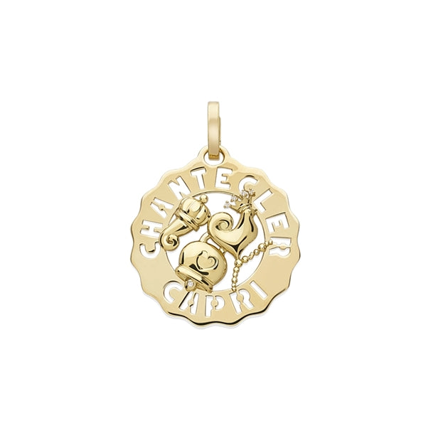 Chantecler Logo Ciondolo Oro Piccolo Gallo, Campanella, Cornetto