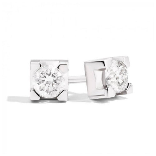 Orecchini solitario a punto luce in oro bianco 18 kt e diamanti della collezione Recarlo Gioielli - diamanti taglio brillante ct 0,12 (0,06 ad orecchino), colore G, purezza VS - Codice prodotto: E30PX265/012