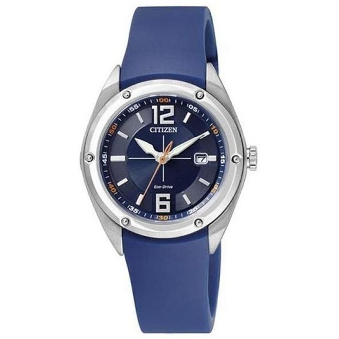 Orologio da uomo solo tempo a carica luce infinita della collezione Citizen Eco Drive con cassa in acciaio, cinturino in gomma blu e quadrante blu