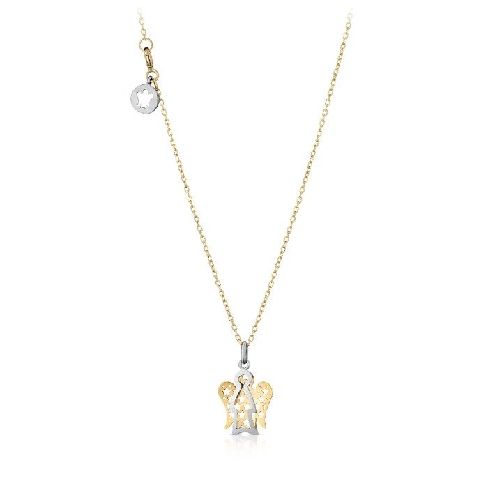 Roberto Giannotti Collana In Oro Con Angelo E Ali In Contrasto