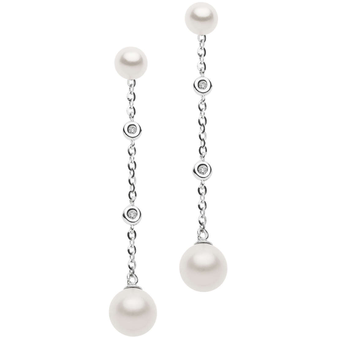 Comete Gioielli Orecchini In Oro Bianco, Perle E Diamanti – Le Fer