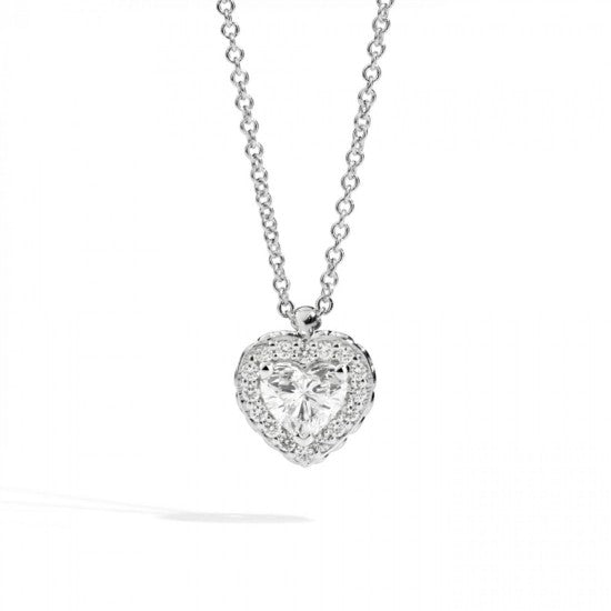 Collana pendente da donna a forma di cuore in oro bianco 18 kt e diamanti da 0.23 ct colore F VS della collezione Recarlo Gioielli - Codice prodotto: P67SC002/023-45