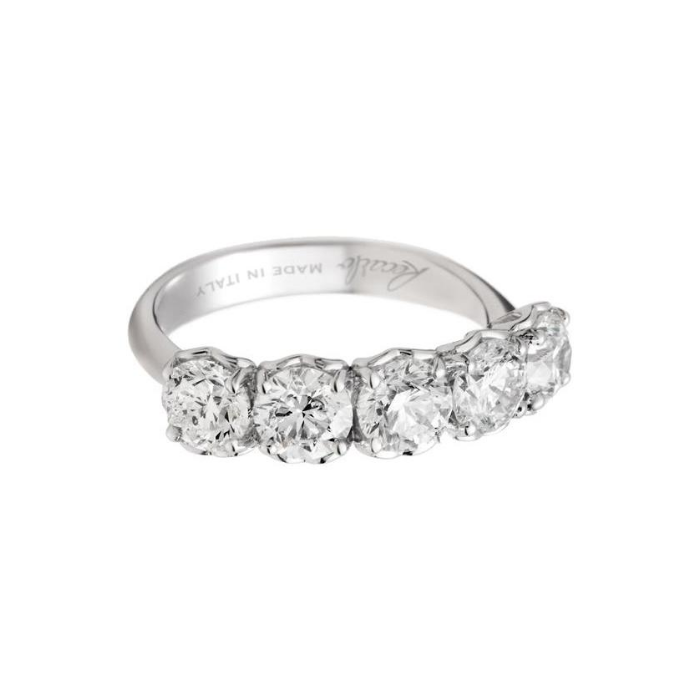 Anello Fedina in oro bianco 18 kt e 5 diamanti da 0.35 ct colore F VS della collezione Anniversary di Recarlo Gioielli - Codice prodotto: R01MZ734/035