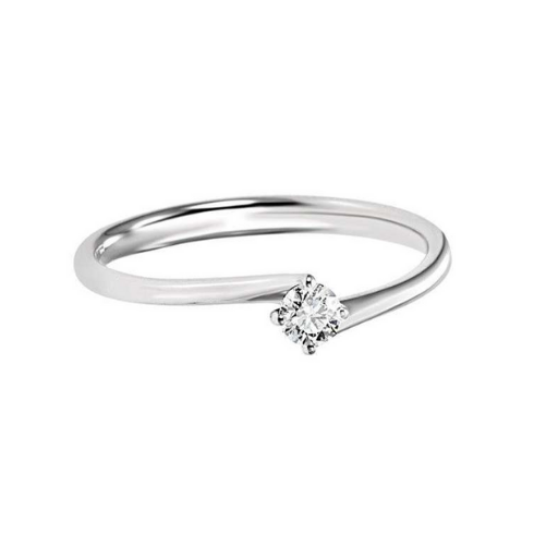 Anello solitario in oro bianco 18 kt e diamante da 0.16 ct colore F SI della collezione Anniversary di Recarlo Gioielli - Codice prodotto: RK1SO005/016