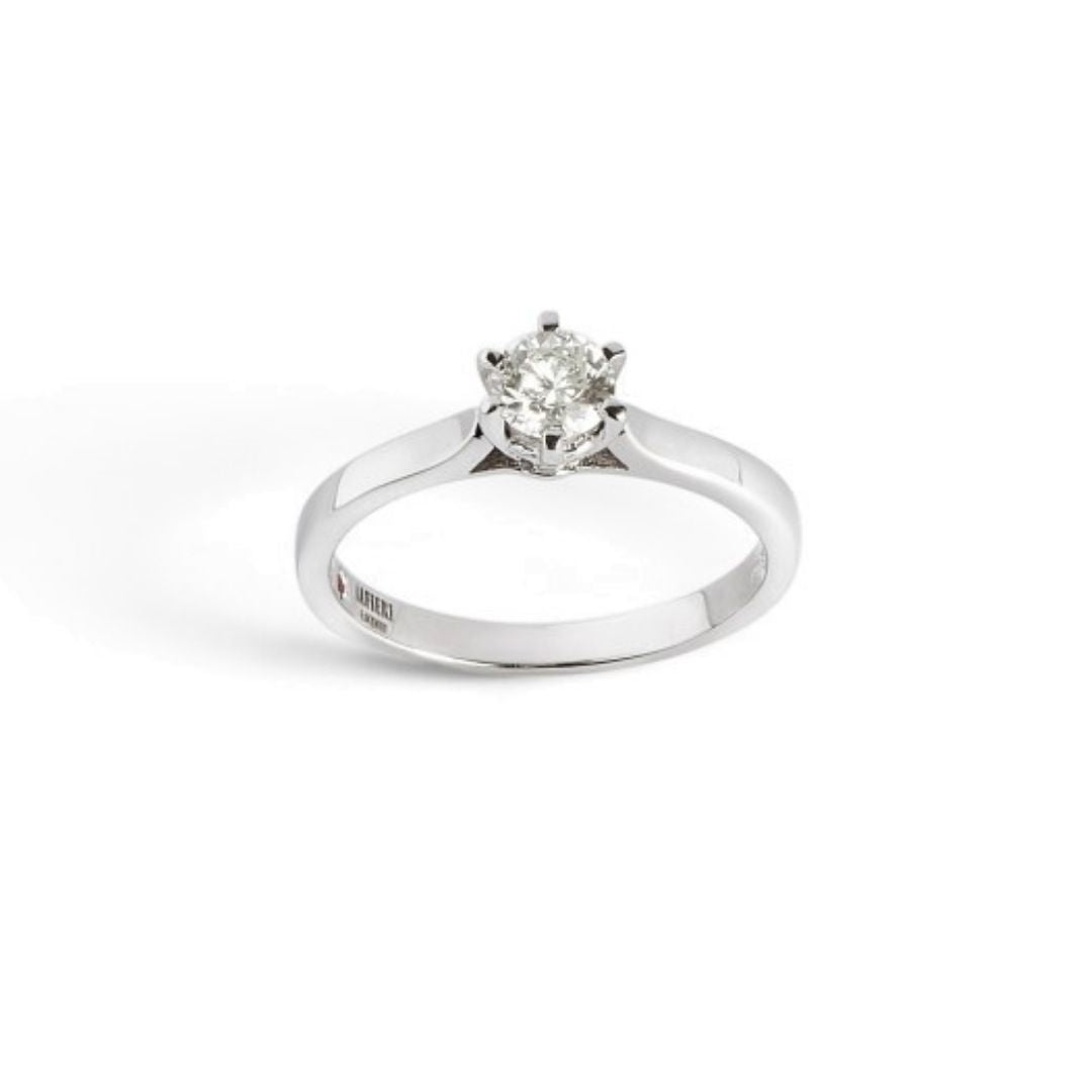 Alfieri & St John Anello Solitario In Oro Bianco E Diamante