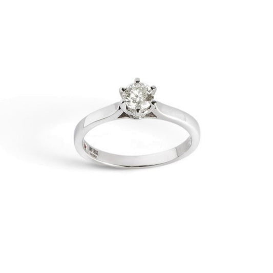 Alfieri & St John Anello Solitario In Oro Bianco E Diamante