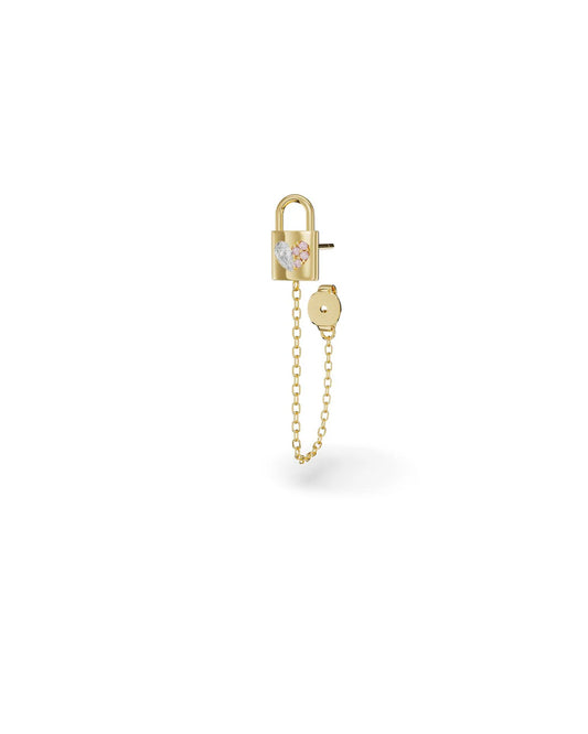 Amabile Orecchino Singolo Bond Heartlock - Placcato Oro