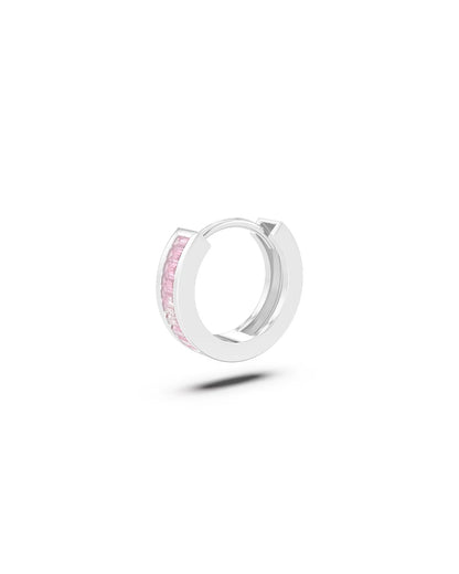 Amabile Orecchino Singolo Hoop Zirconia Argento / Rosa