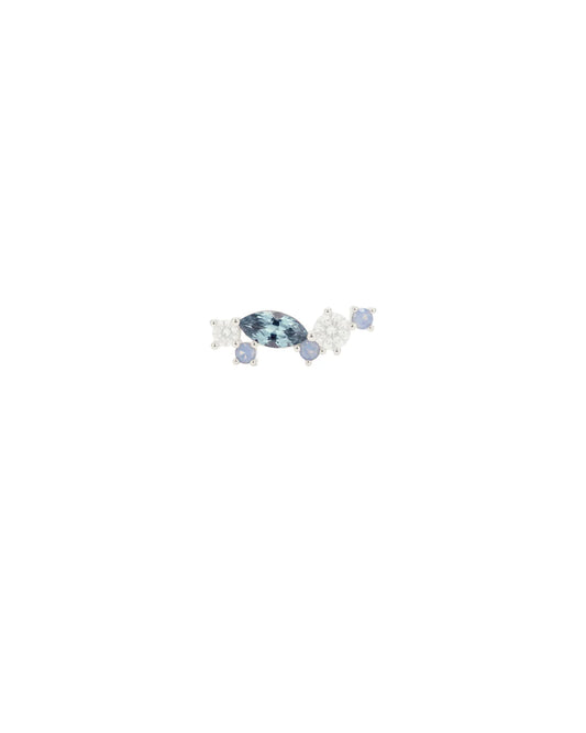 Amabile Orecchino Singolo Aquamarine Sinistro - Argento
