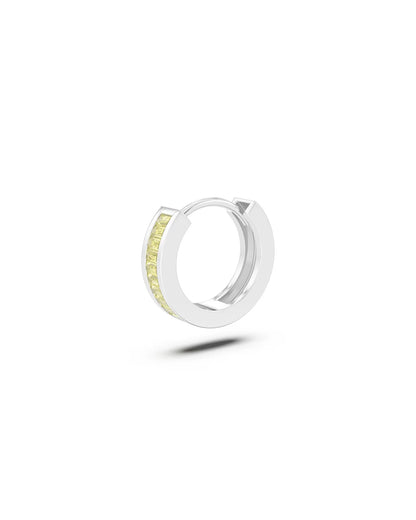 Amabile Orecchino Singolo Hoop Zirconia Argento / Giallo