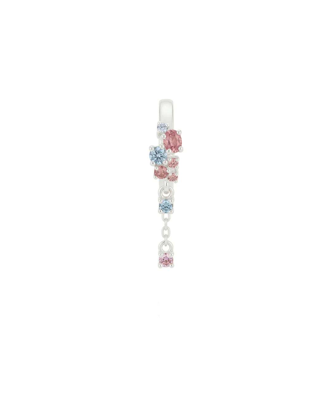 Amabile Orecchino Singolo Hoop Pink Lagoon - Argento