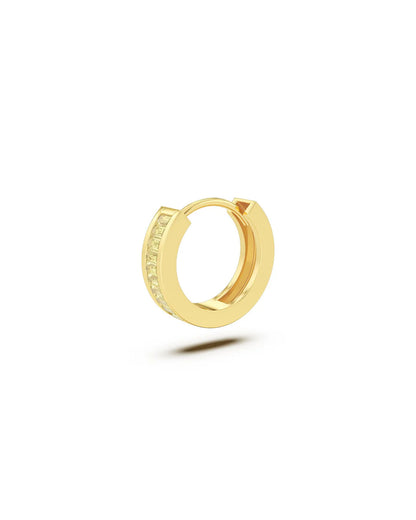 Amabile Orecchino Singolo Hoop Zirconia Placcato Oro / Giallo