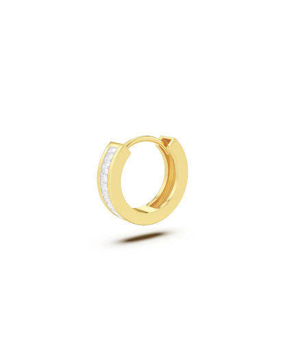 Amabile Orecchino Singolo Hoop Zirconia Placcato Oro / Bianco
