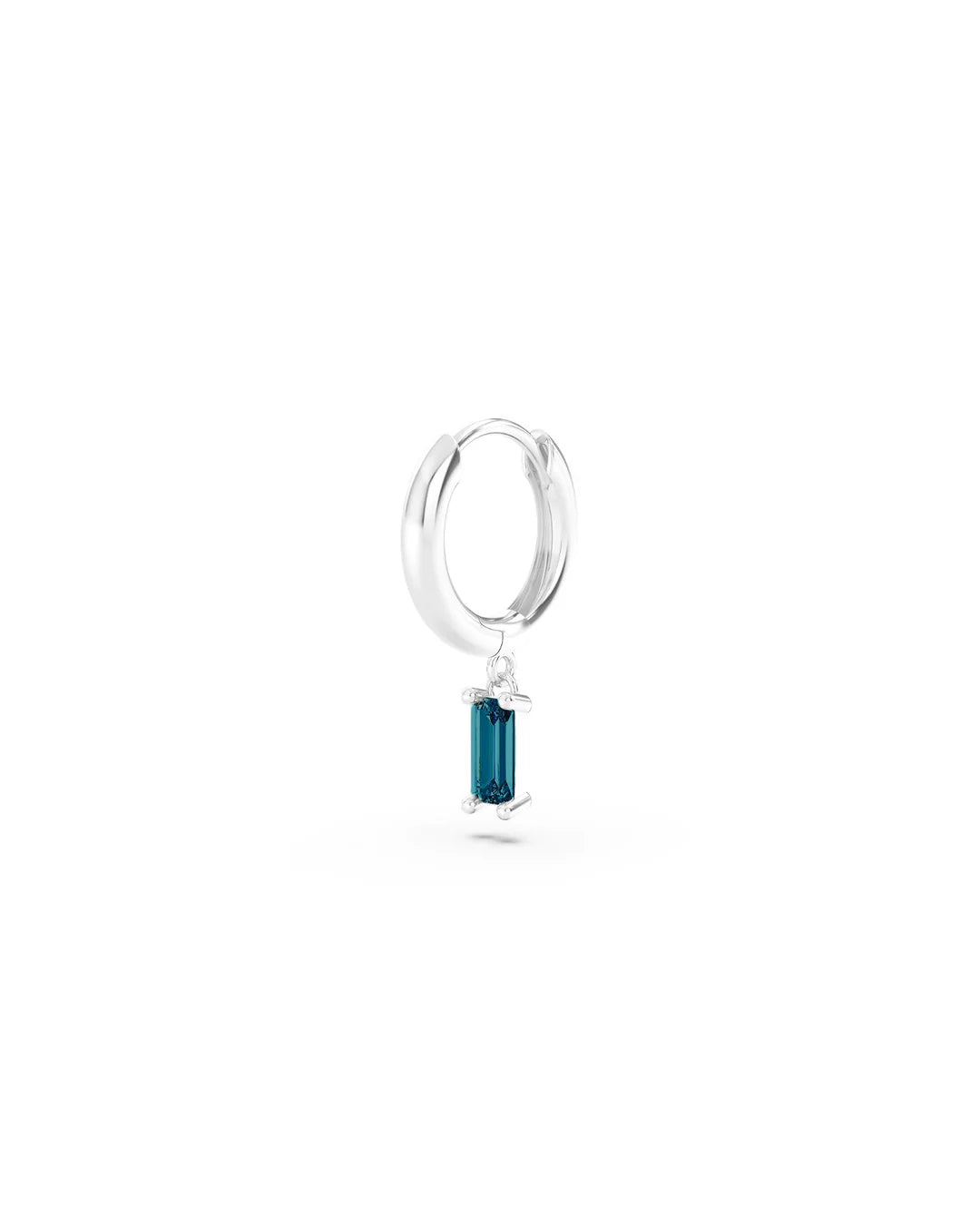 Amabile Orecchino Singolo Hoop Baguette Argento / Turchese